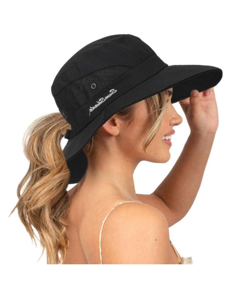 Sombrero de Sol Plegable para Mujeres con Protección UV Negro
