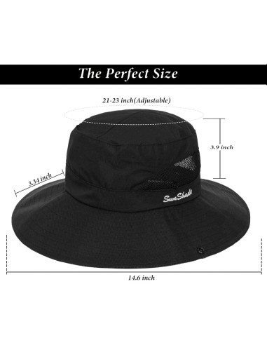 Sombrero de Sol Plegable para Mujeres con Protección UV Negro