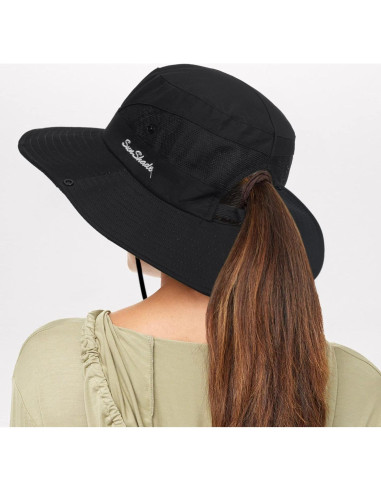 Sombrero de Sol Plegable para Mujeres con Protección UV Negro