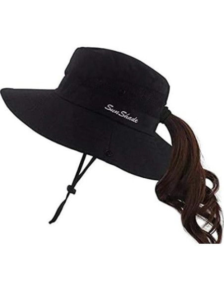 Sombrero de Sol Plegable para Mujeres con Protección UV Negro