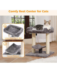 Rascador para Gatos PETEPELA 40 cm con Cama Plush y Sisal 2