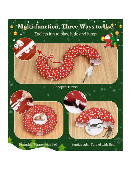 Túnel de Gato Pawaboo Navideño 90 cm con Juguetes Incluidos