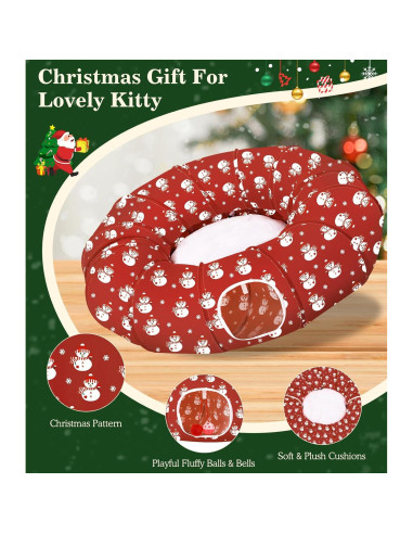Túnel de Gato Pawaboo Navideño 90 cm con Juguetes Incluidos