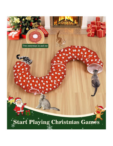 Túnel de Gato Pawaboo Navideño 90 cm con Juguetes Incluidos