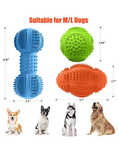 Juguetes para Masticar Perros LUKITO 3 Piezas Caucho Natural