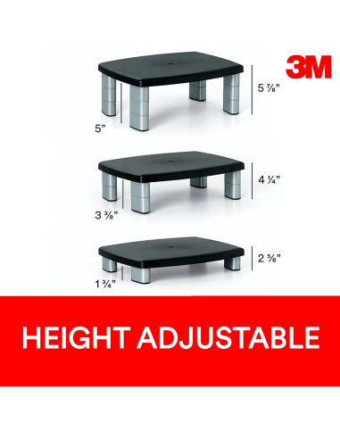 Soporte de Monitor Ajustable 3M MS80B, Altura 2.54 a 14.92 cm