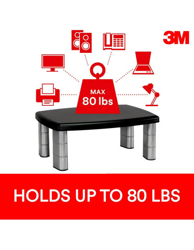 Soporte de Monitor Ajustable 3M MS80B, Altura 2.54 a 14.92 cm