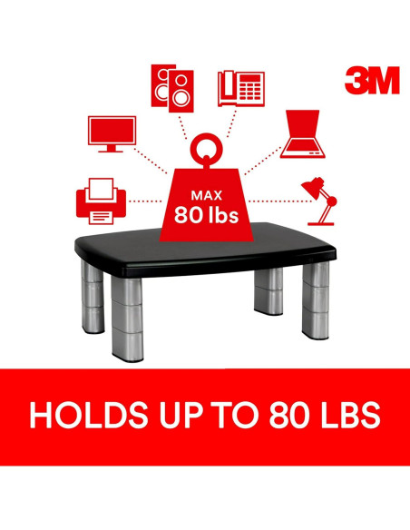 Soporte de Monitor Ajustable 3M MS80B, Altura 2.54 a 14.92 cm