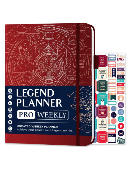 Planificador Semanal y Mensual Legend Planner PRO Rojo Vino 17.78x25.4cm Planificador Semanal y Mensual Legend Planner PRO Rojo Vino 17.78x25.4cm
