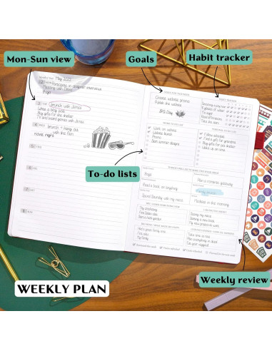 Planificador Semanal y Mensual Legend Planner PRO Rojo Vino 17.78x25.4cm