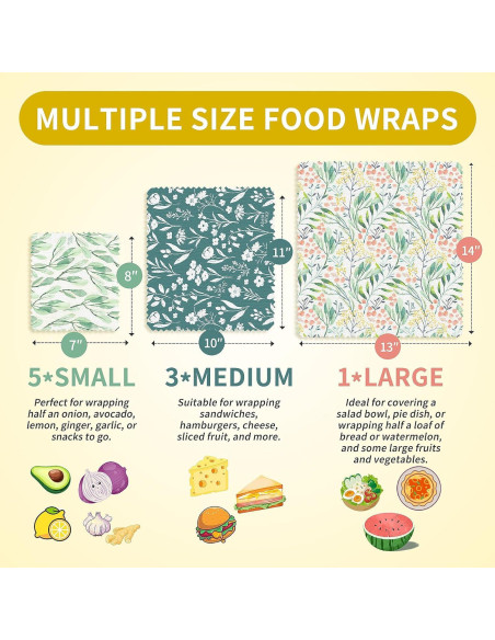 Juego de Envolturas Reutilizables de Cera de Abeja 9-Pack