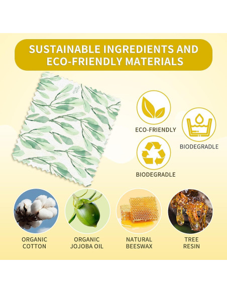 Juego de Envolturas Reutilizables de Cera de Abeja 9-Pack