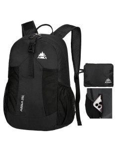 Mochila Plegable Ligera 25L Negra para Viajes y Senderismo