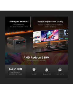 Mini PC Gaming BOSGAME P3, Ryzen 9 16GB 512GB SSD 2