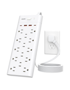Regleta de Enchufes Maxpw 6 pies 14 Salidas 4 USB Blanco