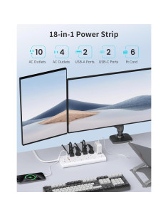 Regleta de Enchufes Maxpw 6 pies 14 Salidas 4 USB Blanco 2