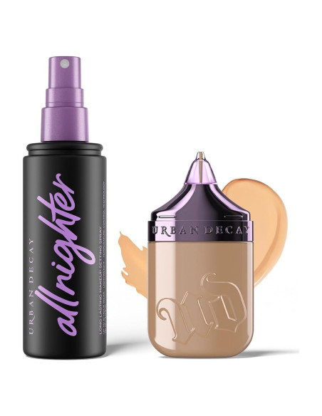 Base Mate Natural Urban Decay 13 Claro Medio Frío + Spray Fijador All Nighter 118 ml