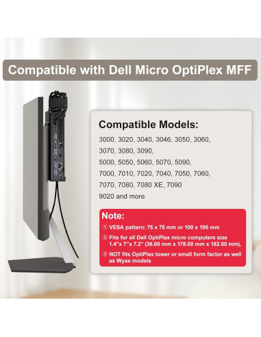 Soporte Mini PC Dell OptiPlex MFF Montaje VESA y Pared