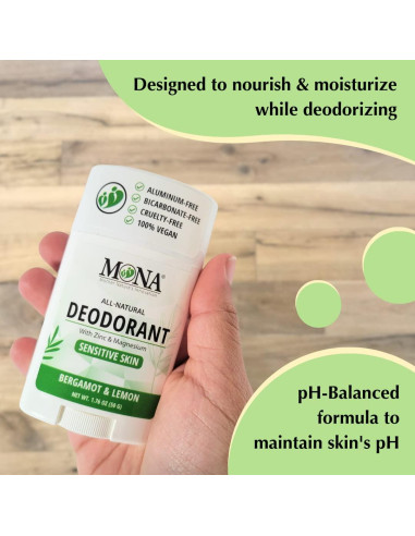 Desodorante Natural MONA BRANDS Bergamota Limón 49.87 g Piel Sensible
