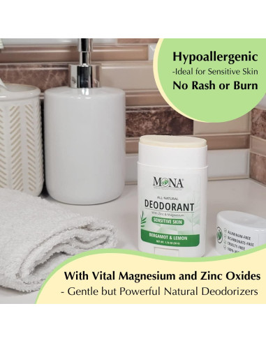 Desodorante Natural MONA BRANDS Bergamota Limón 49.87 g Piel Sensible