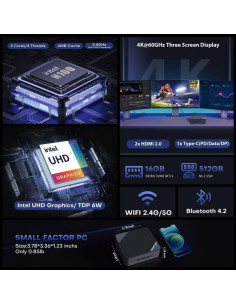 Mini PC BOSGAME B100 16GB RAM 512GB SSD Ubuntu 22.04 2