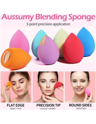 Set de 16 Esponjas de Maquillaje Aussumy - Sin Látex, Suaves y Duraderas