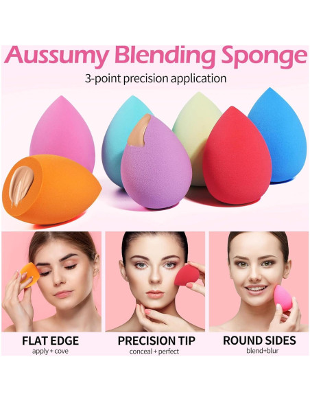 Set de 16 Esponjas de Maquillaje Aussumy - Sin Látex, Suaves y Duraderas
