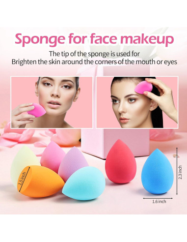 Set de 16 Esponjas de Maquillaje Aussumy - Sin Látex, Suaves y Duraderas