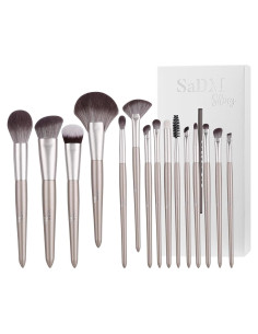 Juego de Brochas de Maquillaje 15 Piezas SaDM Shiny Cerdas Sintéticas