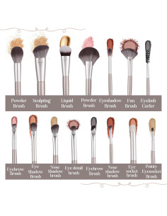 Juego de Brochas de Maquillaje 15 Piezas SaDM Shiny Cerdas Sintéticas 2
