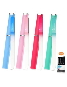 Paquete de 4 limas de uñas de vidrio XUANMEIR - 14 cm