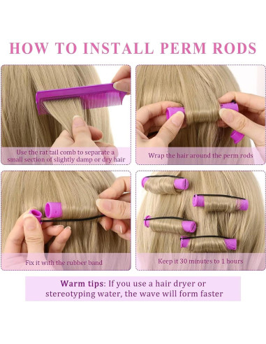 Juego de 40 Varillas de Perm para Cabello Natural - Meigick