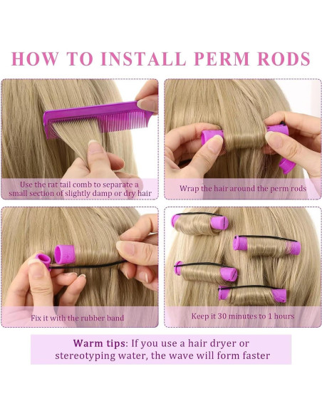 Juego de 40 Varillas de Perm para Cabello Natural - Meigick