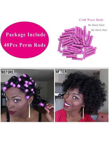 Juego de 40 Varillas de Perm para Cabello Natural - Meigick