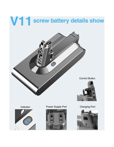 Batería Reemplazo DTK SV14 V11 6000mAh 25.2V para Dyson