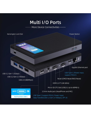 Mini PC MeLE Quieter 4C N100 16GB RAM 512GB SSD 4K