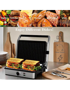 Prensa Panini Eléctrica MUBENLIFE 1200W 180 Grados Antiadherente 2