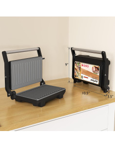 Prensa Panini Eléctrica SUNVIVI 1000W Doble Cara Antiadhesiva 2