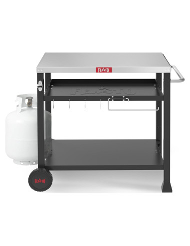 Mesa de Parrilla Móvil Feasto de Acero Inoxidable 3 Estantes