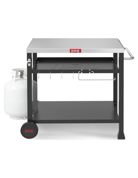 Mesa de Parrilla Móvil Feasto de Acero Inoxidable 3 Estantes