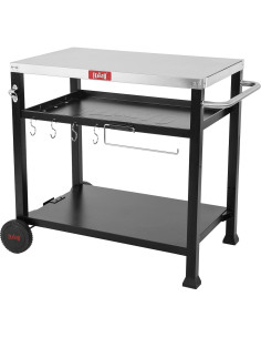 Mesa de Parrilla Móvil Feasto de Acero Inoxidable 3 Estantes 2