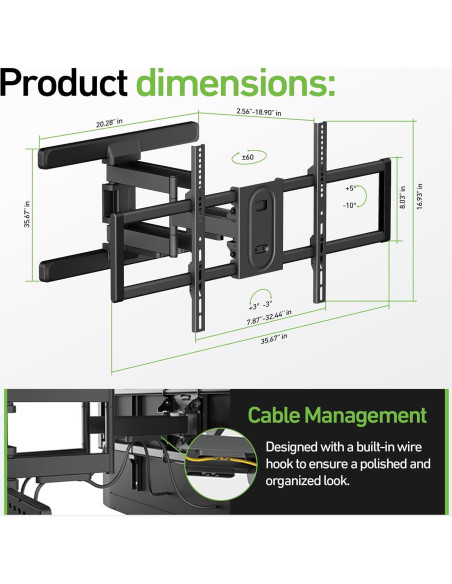 Soporte de Pared Articulado Stellar Mounts para TV 75R635 75"