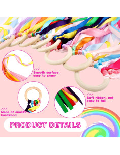 Paquete de 24 cometas de mano arcoíris Kugliwa para niños 2