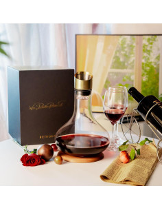 Decantador de Vino Premium RETROBAR con Aerador y Base de Madera 2