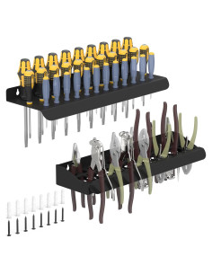 Organizador de Herramientas de Montaje en Pared Movetility, 2 Estantes, Negro