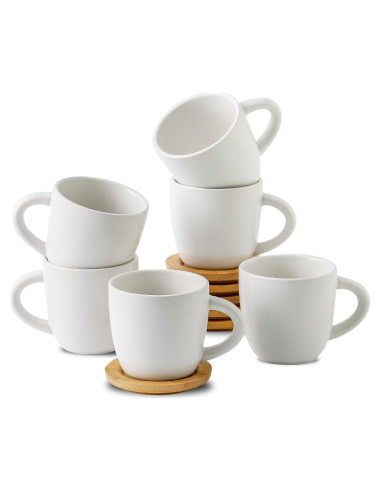 Juego de 6 Tazas de Cappuccino Hasense 177 ml Cerámica Blanca