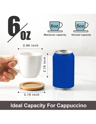 Juego de 6 Tazas de Cappuccino Hasense 177 ml Cerámica Blanca