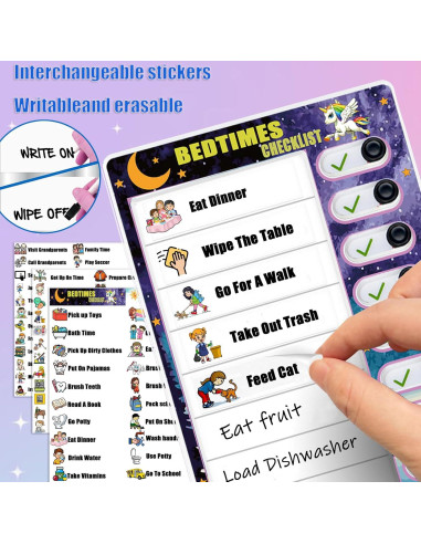 Tabla de Tareas Deslizante Hoshimari para Niños Reutilizable