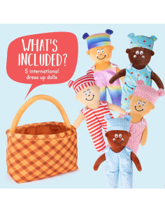 Cesta de Bebés con 5 Muñecas Multiculturales Plush Creations 2