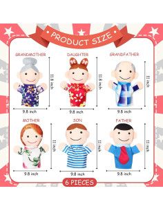 6 Títeres de Mano de Peluche Familiar Jerify - Juguetes Educativos 2